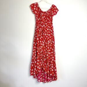 Indigo Rose Floral Button Front Maxi Dress S Cottagecore Boho Romantic Fairy